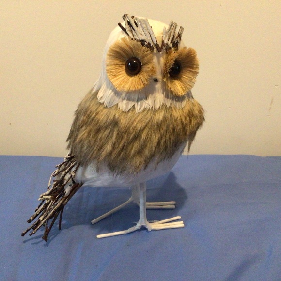 Source Unknown Other - Darling Snow White Owl Decor with Feathers and Twig Tail! 🦉